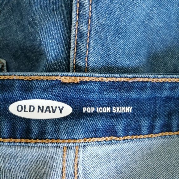 Old Navy Womens Blue Mid Rise Distressed Pop Icon Skinny Leg Jeans size 12 Short - Picture 5 of 6